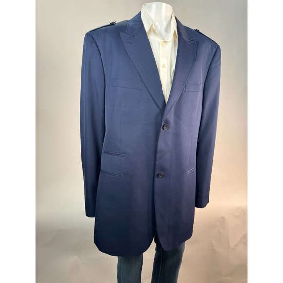 Diamond Threads Military Styled Jacket Size 48L Navy Blue Lined Polyester - Picture 5 of 16